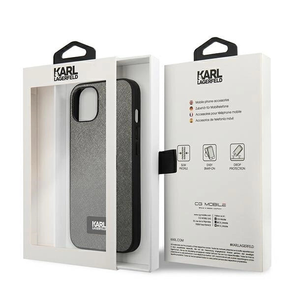 Karl Lagerfeld KLHCP13SSFMP2DG iPhone 13 mini 5,4 "hardcase silver / silver Saffiano Plaque_7