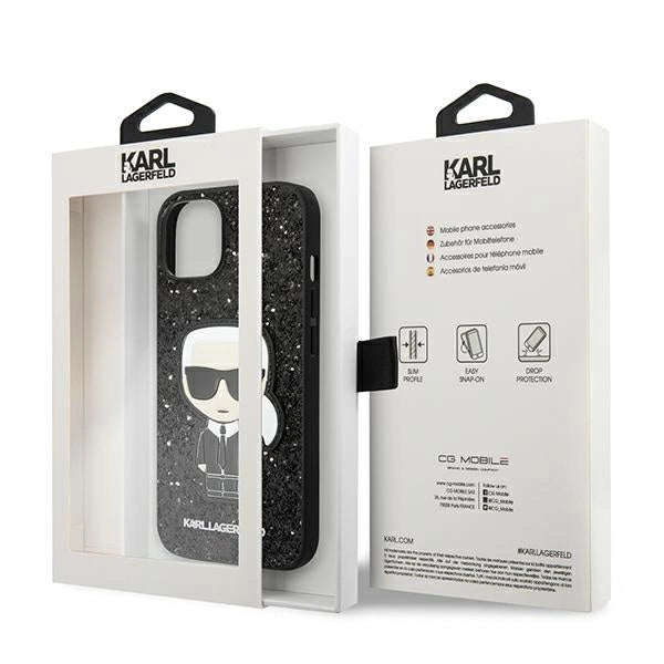 Karl Lagerfeld KLHCP14MGFKPK iPhone 14 Plus 6.7 "hardcase black / black Glitter Flakes Ikonik_7