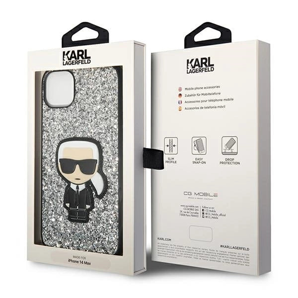 Karl Lagerfeld KLHCP14SGFKPG iPhone 14 6.1 "hardcase silver / silver Glitter Flakes Ikonik_7