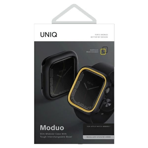 Uniq Moduo case for Apple Watch 4/5/6/7/8/9/SE/SE2 44/45mm - black and mustard_4