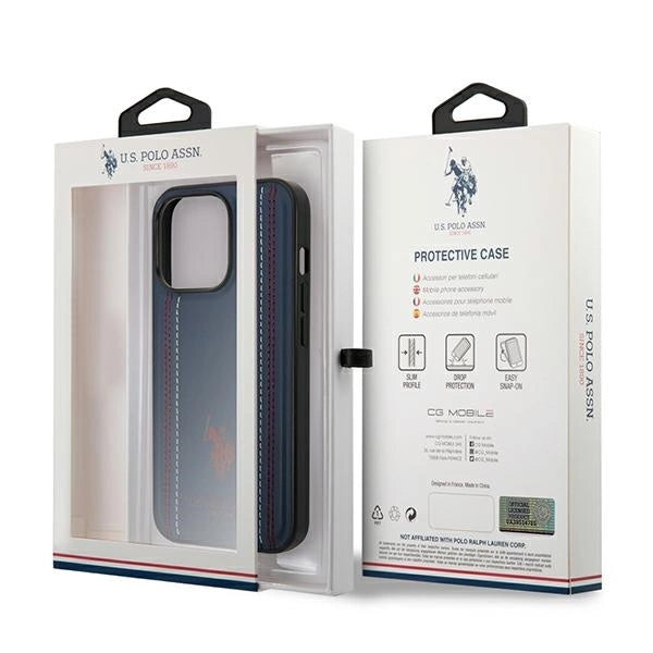 US Polo USHCP14LPFAV iPhone 14 Pro 6.1" navy/navy blue Leather Stitch_7