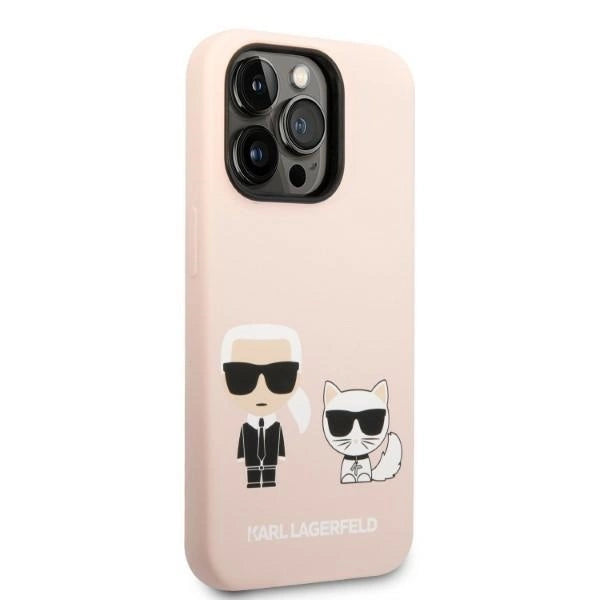Karl Lagerfeld KLHMP14LSSKCI iPhone 14 Pro 6.1 "hardcase light pink / light pink Silicone Karl & Choupette Magsafe_3