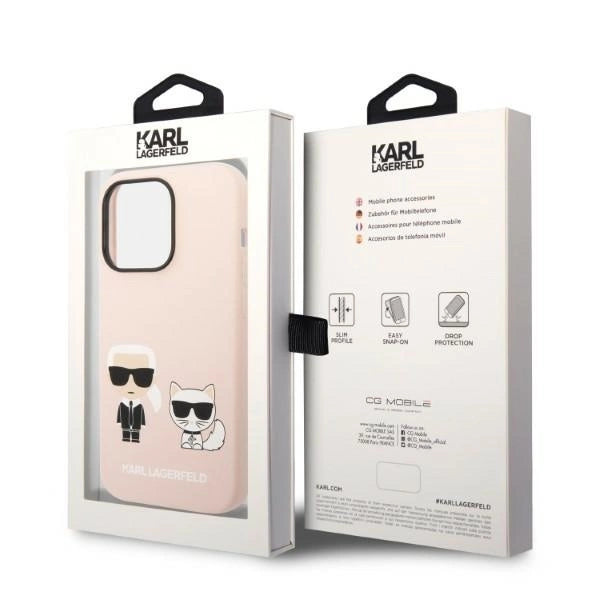 Karl Lagerfeld KLHMP14LSSKCI iPhone 14 Pro 6.1 "hardcase light pink / light pink Silicone Karl & Choupette Magsafe_7