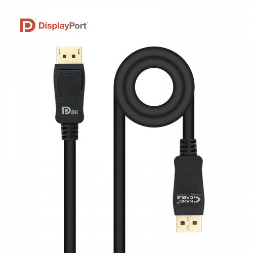 Cable Displayport 1.4 8K Nanocable 10.15.2501/ Displayport Macho - Displayport Macho/ 1m/ Certificado/ Negro_2