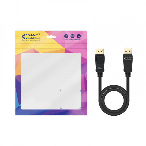 Cable Displayport 1.4 8K Nanocable 10.15.2501/ Displayport Macho - Displayport Macho/ 1m/ Certificado/ Negro_8