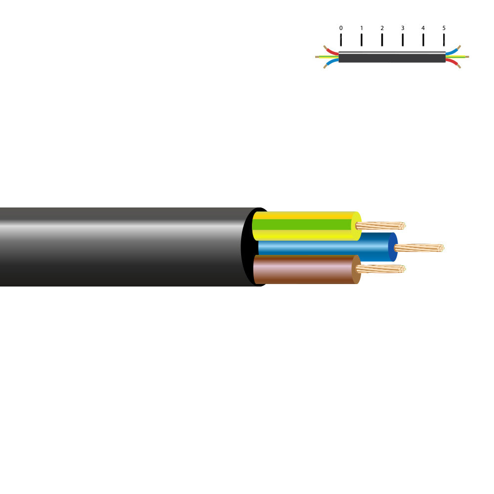 Cabo elétrico h05vv-f 3 g 1,00 mm², preto euro/m_0