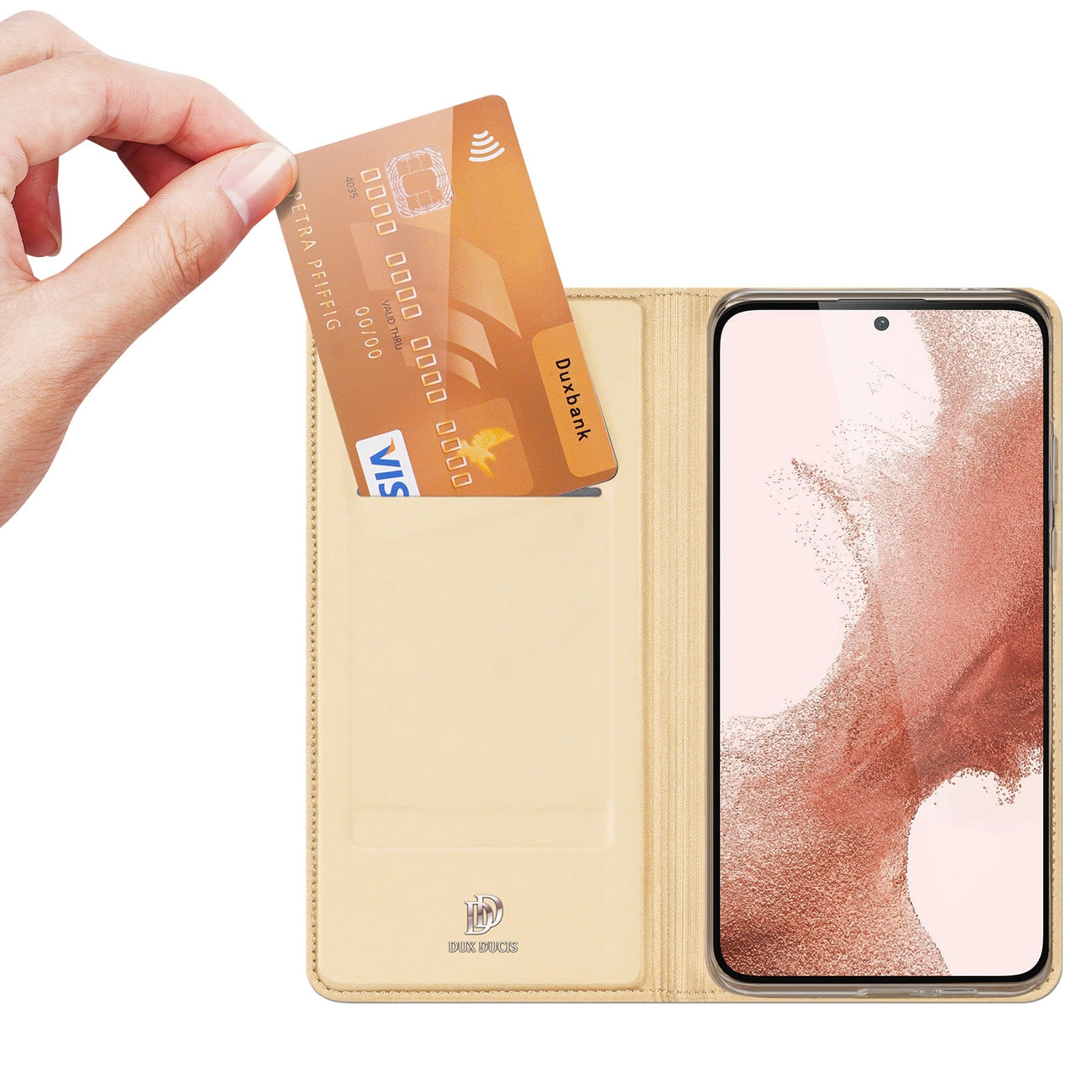 Dux Ducis Skin Pro Case for Samsung Galaxy S23+ Flip Card Wallet Stand Gold_1