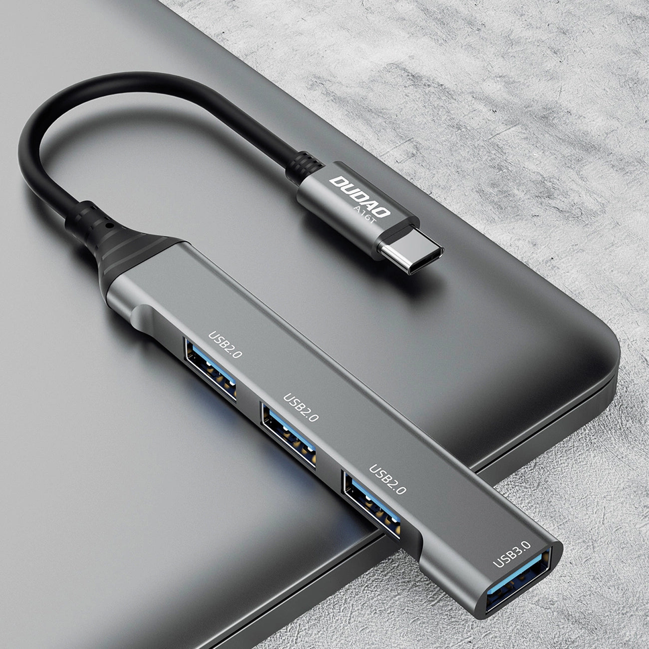 Dudao HUB 4in1 USB-C - 4x USB-A (3 x USB2.0 / USB3.0) 6.3cm black (A16T)_1