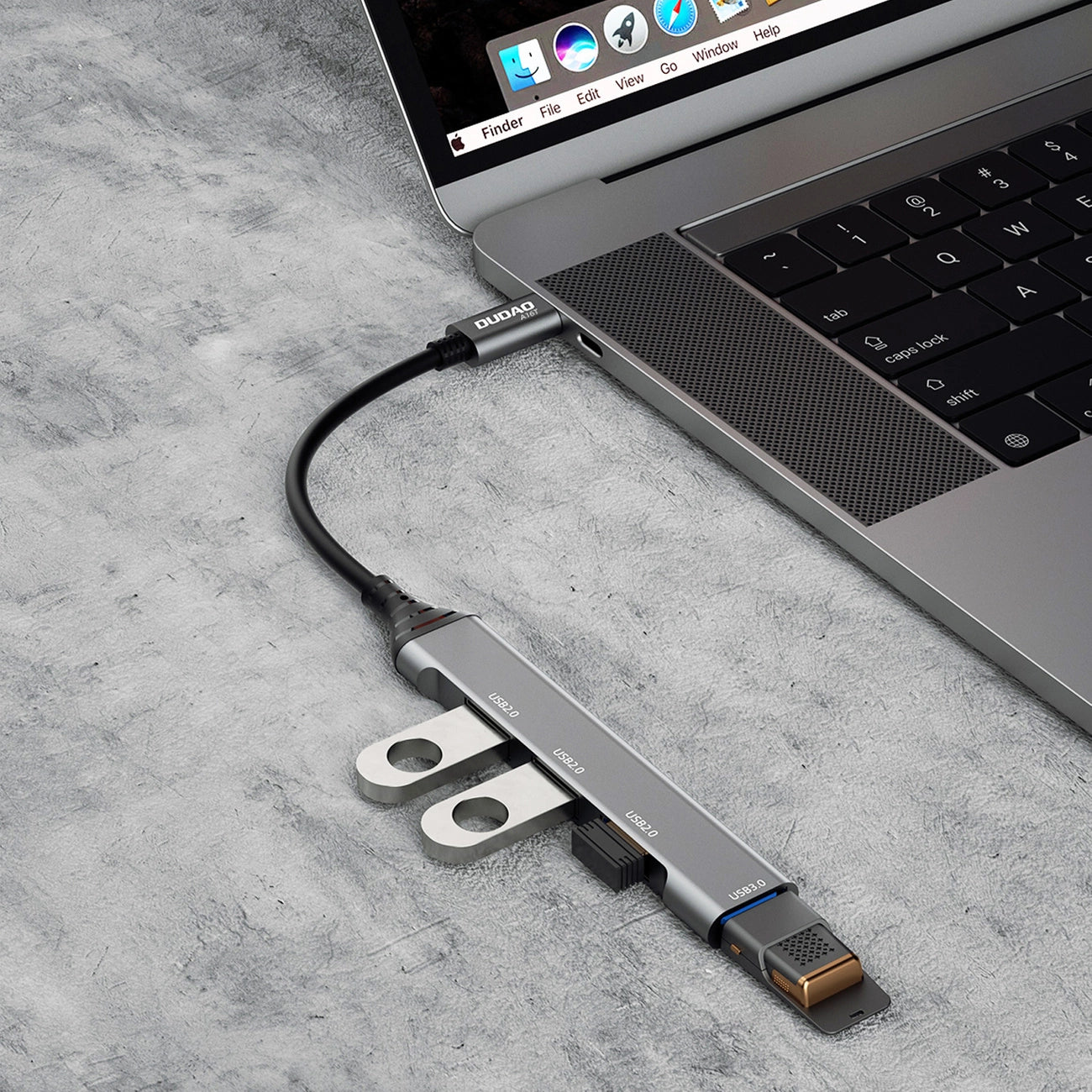 Dudao HUB 4in1 USB-C - 4x USB-A (3 x USB2.0 / USB3.0) 6.3cm black (A16T)_3