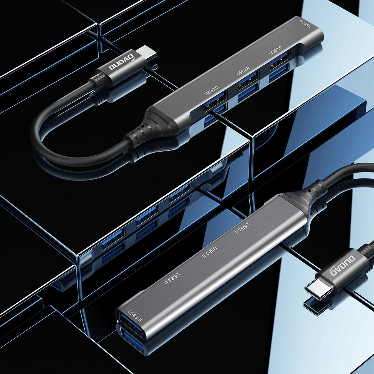Dudao HUB 4in1 USB-C - 4x USB-A (3 x USB2.0 / USB3.0) 6.3cm black (A16T)_8