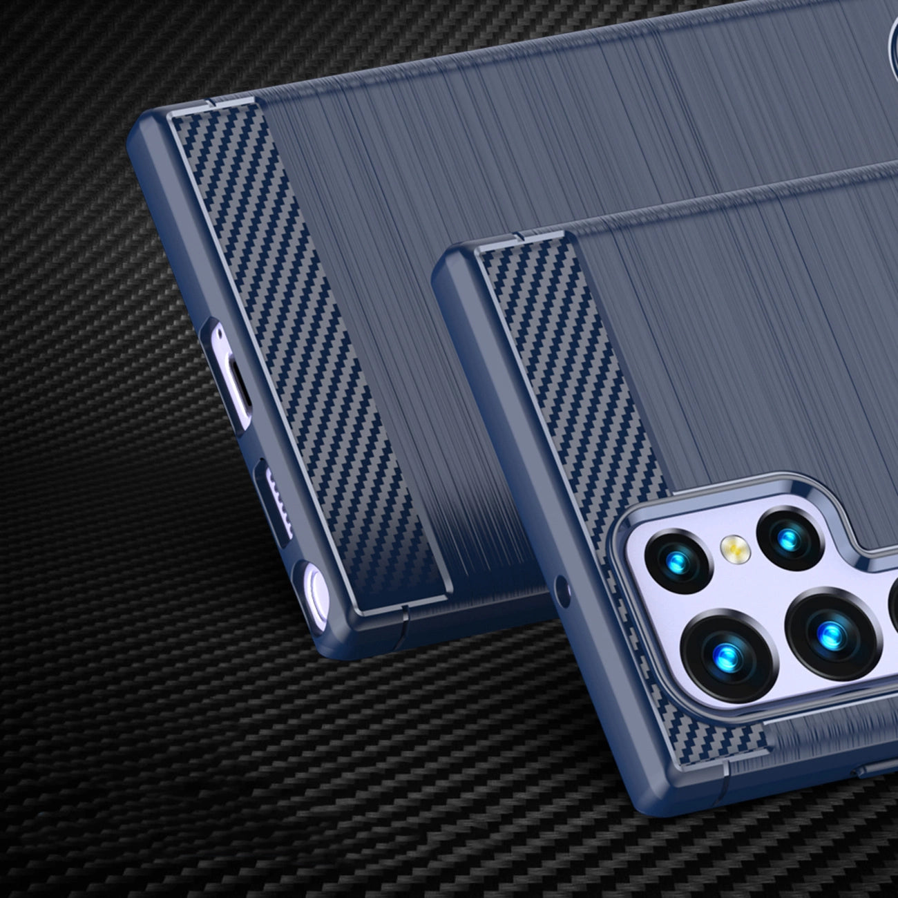 Carbon Case for Samsung Galaxy S23 Ultra flexible silicone carbon cover blue_2