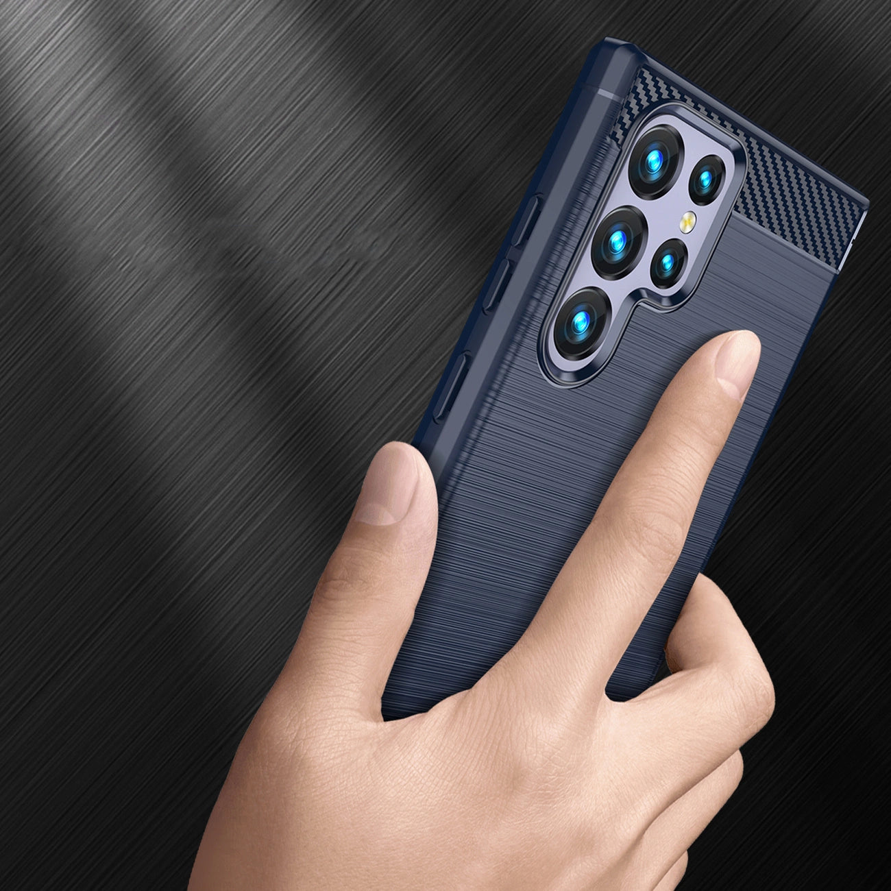 Carbon Case for Samsung Galaxy S23 Ultra flexible silicone carbon cover blue_3