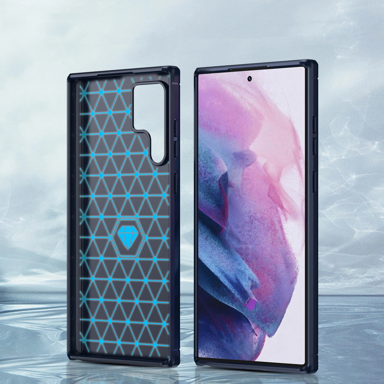 Carbon Case for Samsung Galaxy S23 Ultra flexible silicone carbon cover blue_4