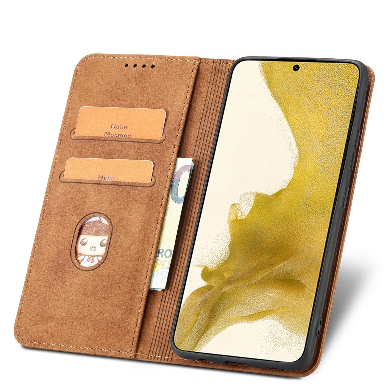 Magnet Fancy Case for Samsung Galaxy S23+ flip cover wallet stand brown_5