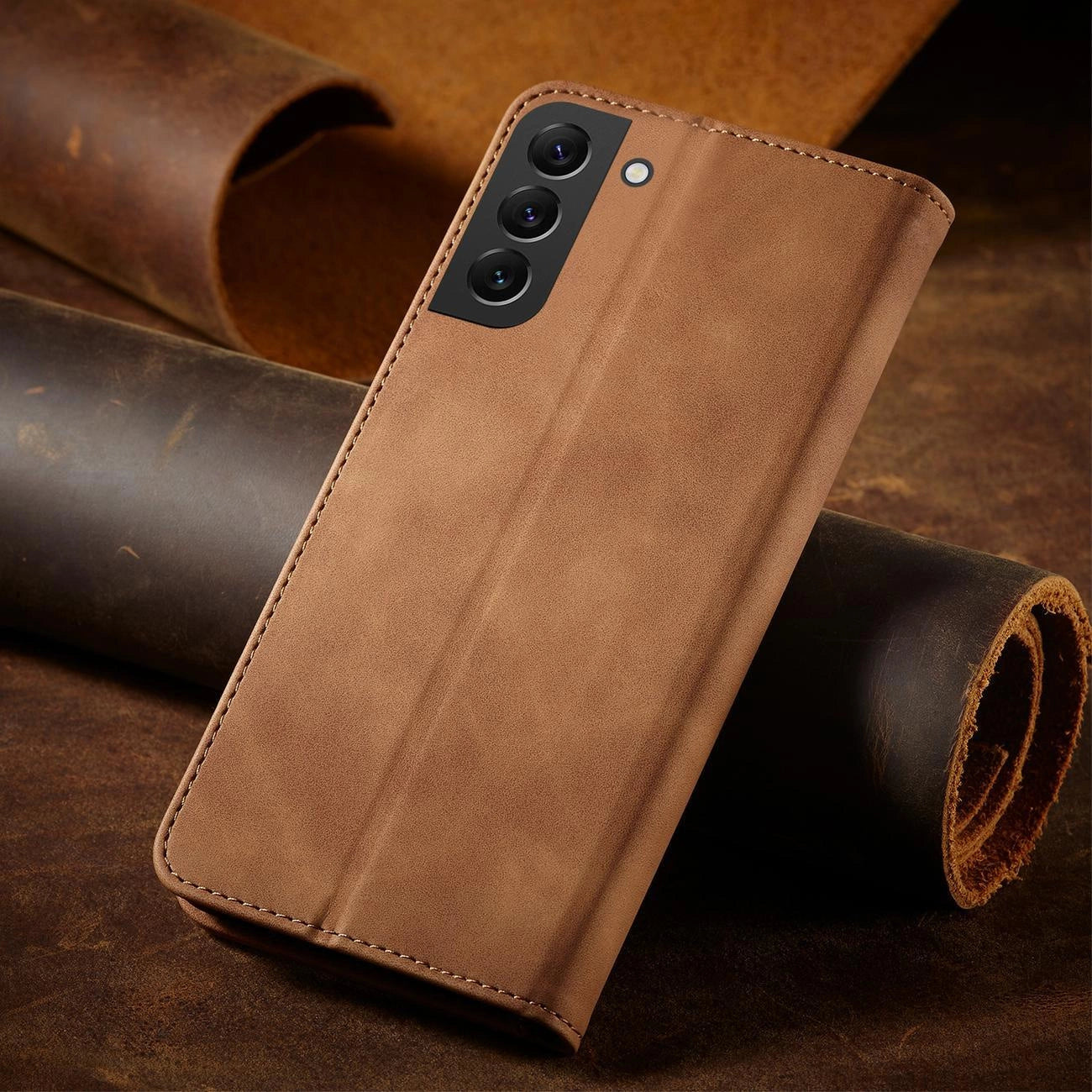 Magnet Fancy Case for Samsung Galaxy S23+ flip cover wallet stand brown_7