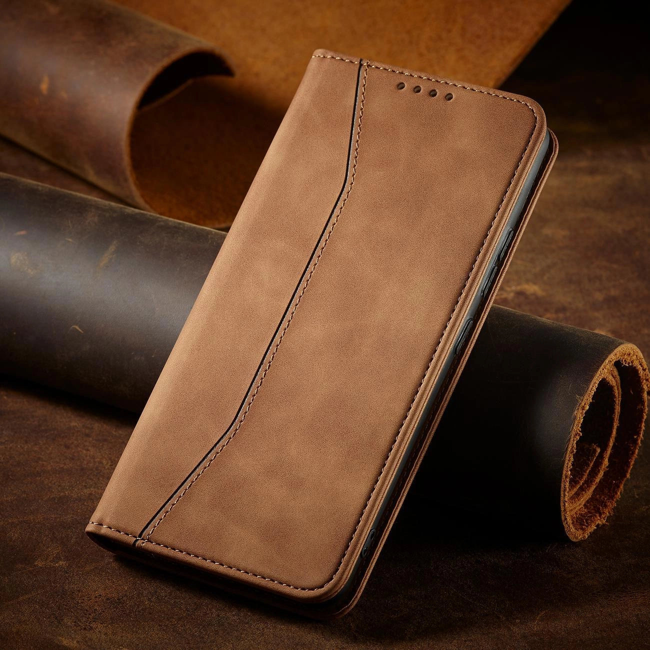 Magnet Fancy Case for Samsung Galaxy S23+ flip cover wallet stand brown_8