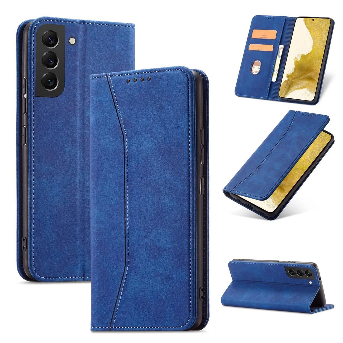 Magnet Fancy Case for Samsung Galaxy S23 Ultra Cover with Flip Wallet Stand Blue_12