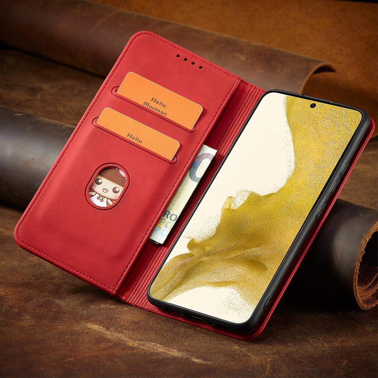 Magnet Fancy Case for Samsung Galaxy S23 Ultra Cover with Flip Stand Wallet Red_9
