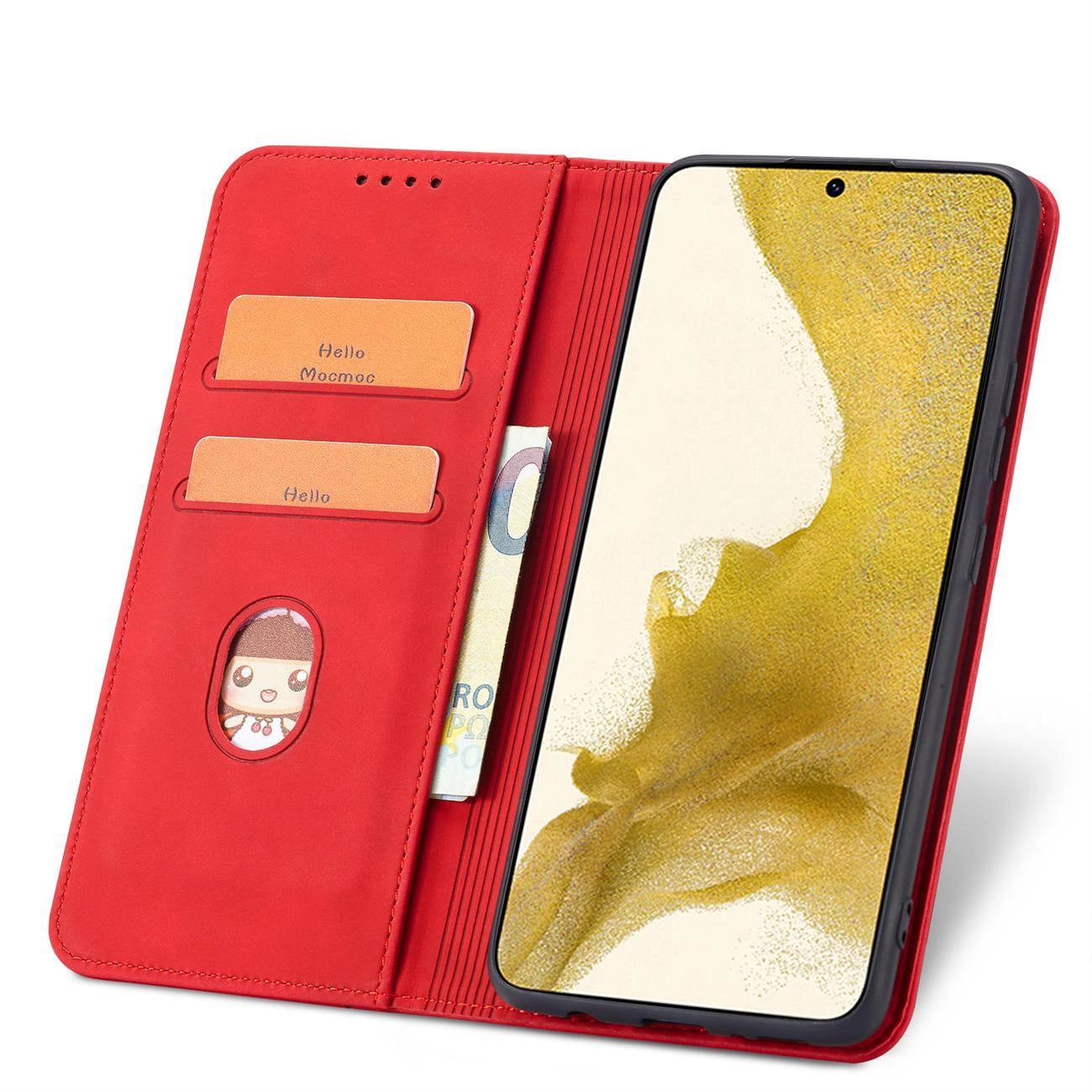 Magnet Fancy Case for Samsung Galaxy S23 Ultra Cover with Flip Stand Wallet Red_4