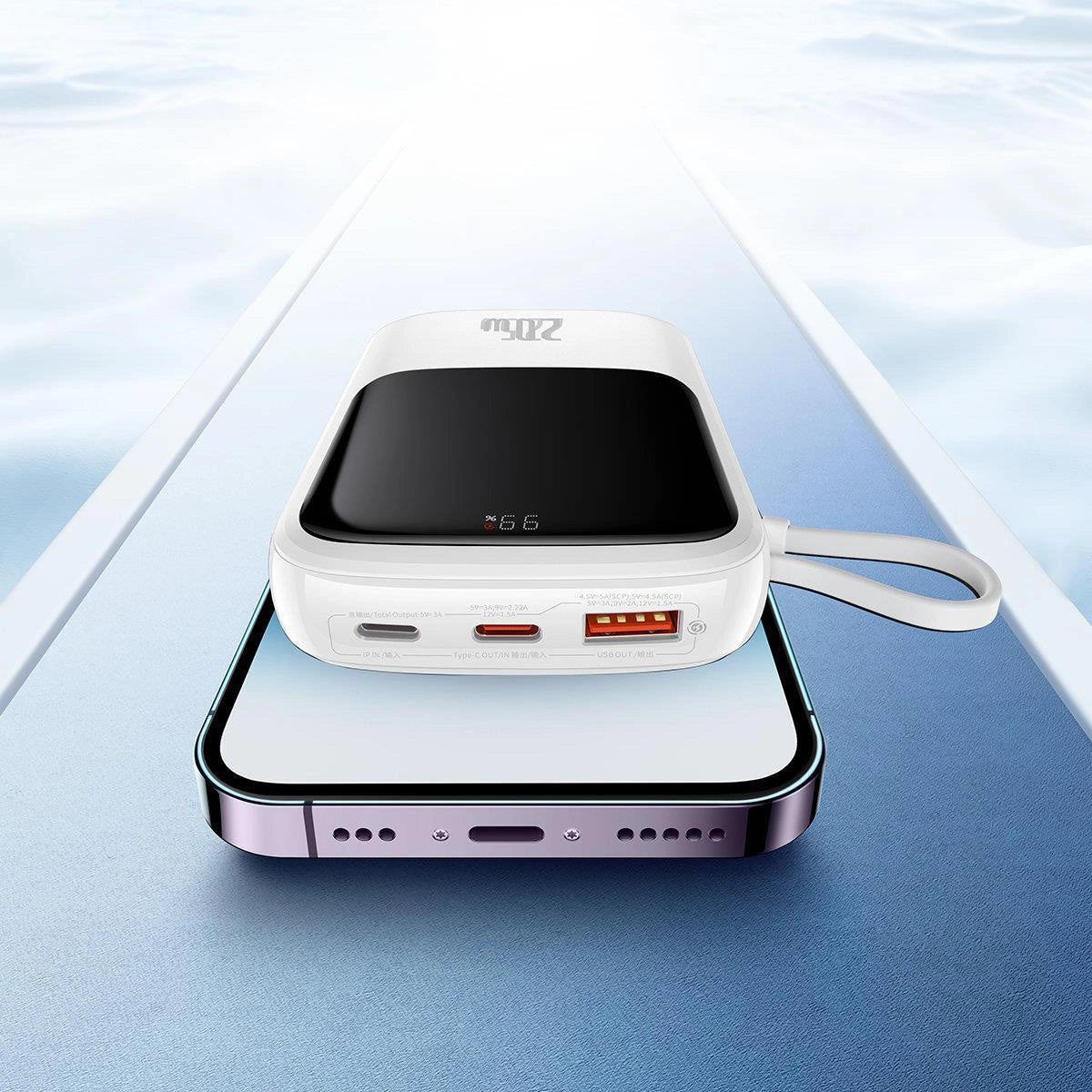 Baseus Qpow Digital Display powerbank with fast charging 10000mAh 22.5W QC/PD/SCP/FCP with built-in USB-C cable white_10