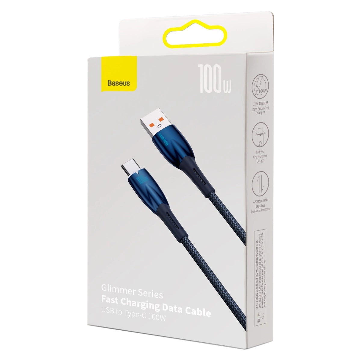 Baseus Glimmer Series fast charging cable USB-A - USB-C 100W 480Mbps 1m blue_4