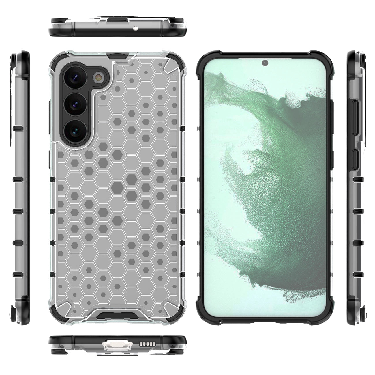 Honeycomb case for Samsung Galaxy S23+ armored hybrid cover transparent_16