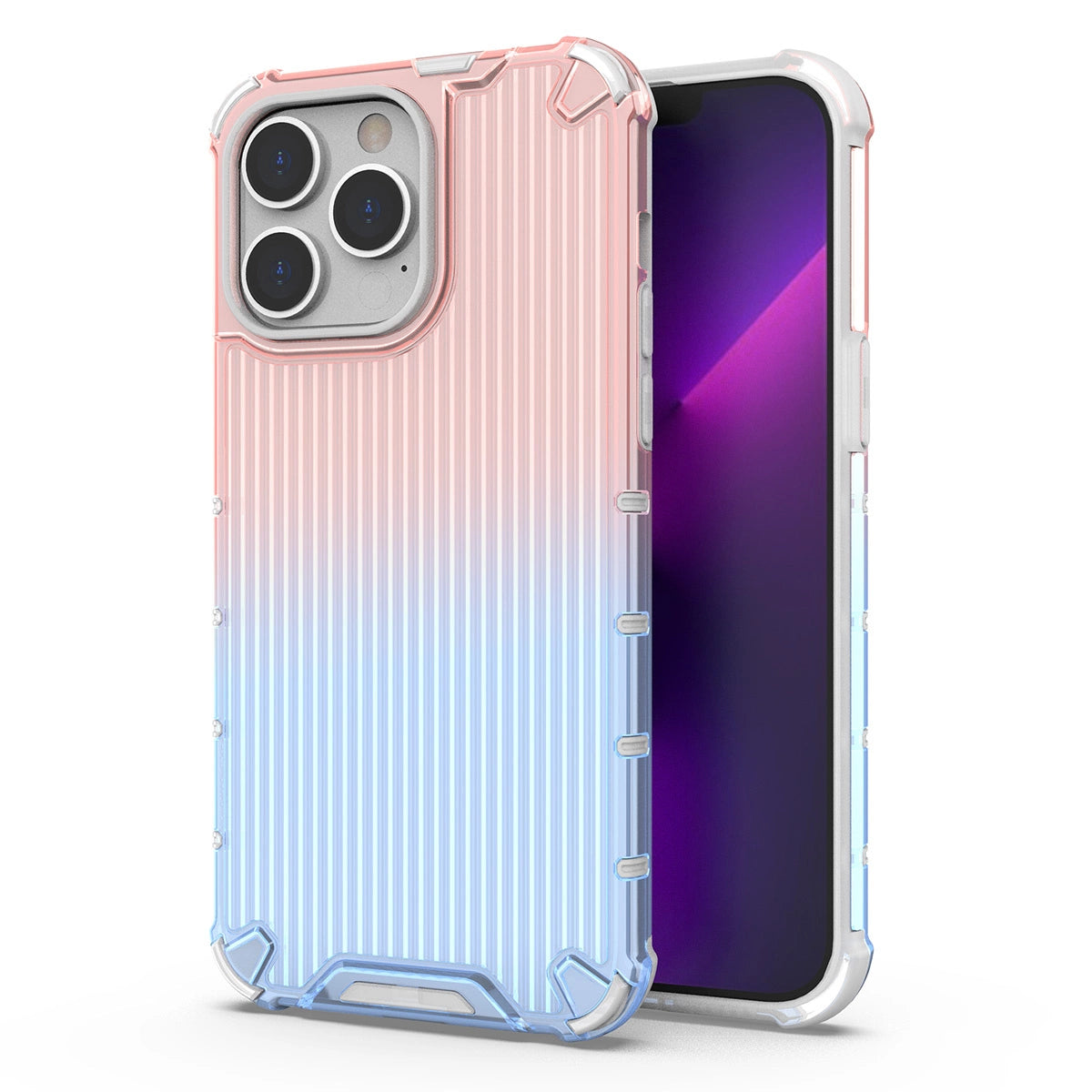 Ombre Protect Case for iPhone 13 Pro Max pink and blue armored case_0