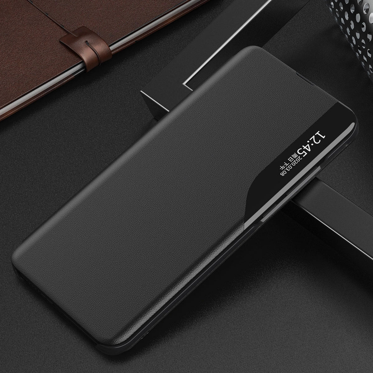 Eco Leather View Case case for Samsung Galaxy S23+ with a flip stand black_12
