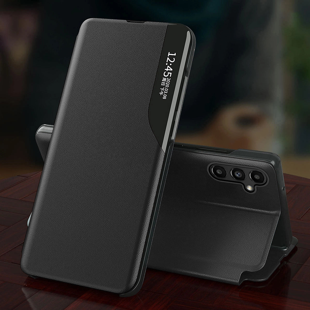 Eco Leather View Case case for Samsung Galaxy S23+ with a flip stand black_4