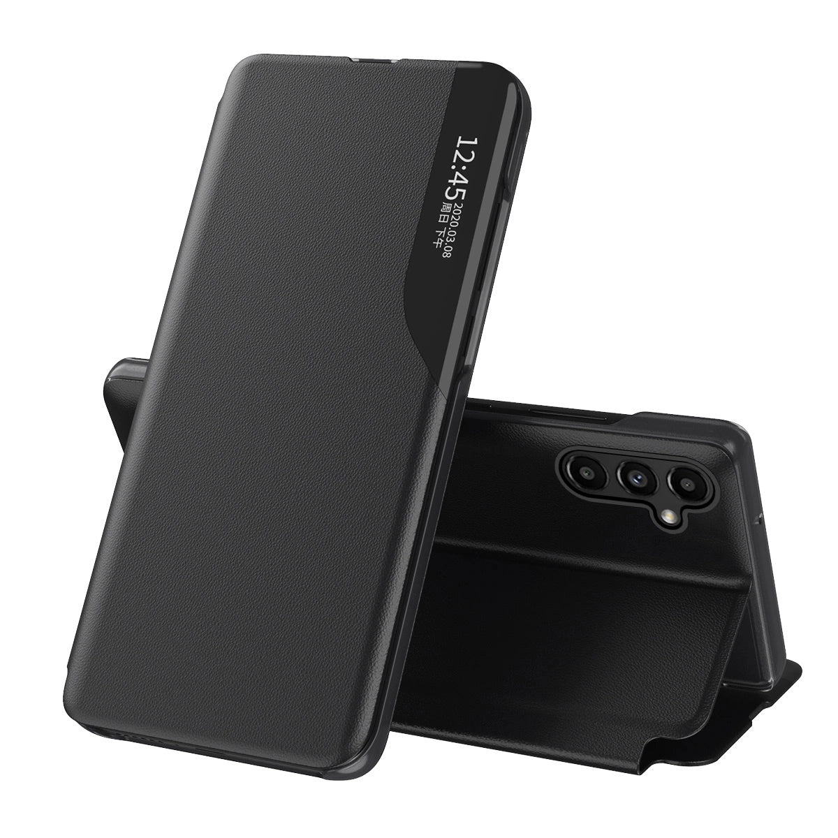 Eco Leather View Case case for Samsung Galaxy A14 with a flip stand black_0