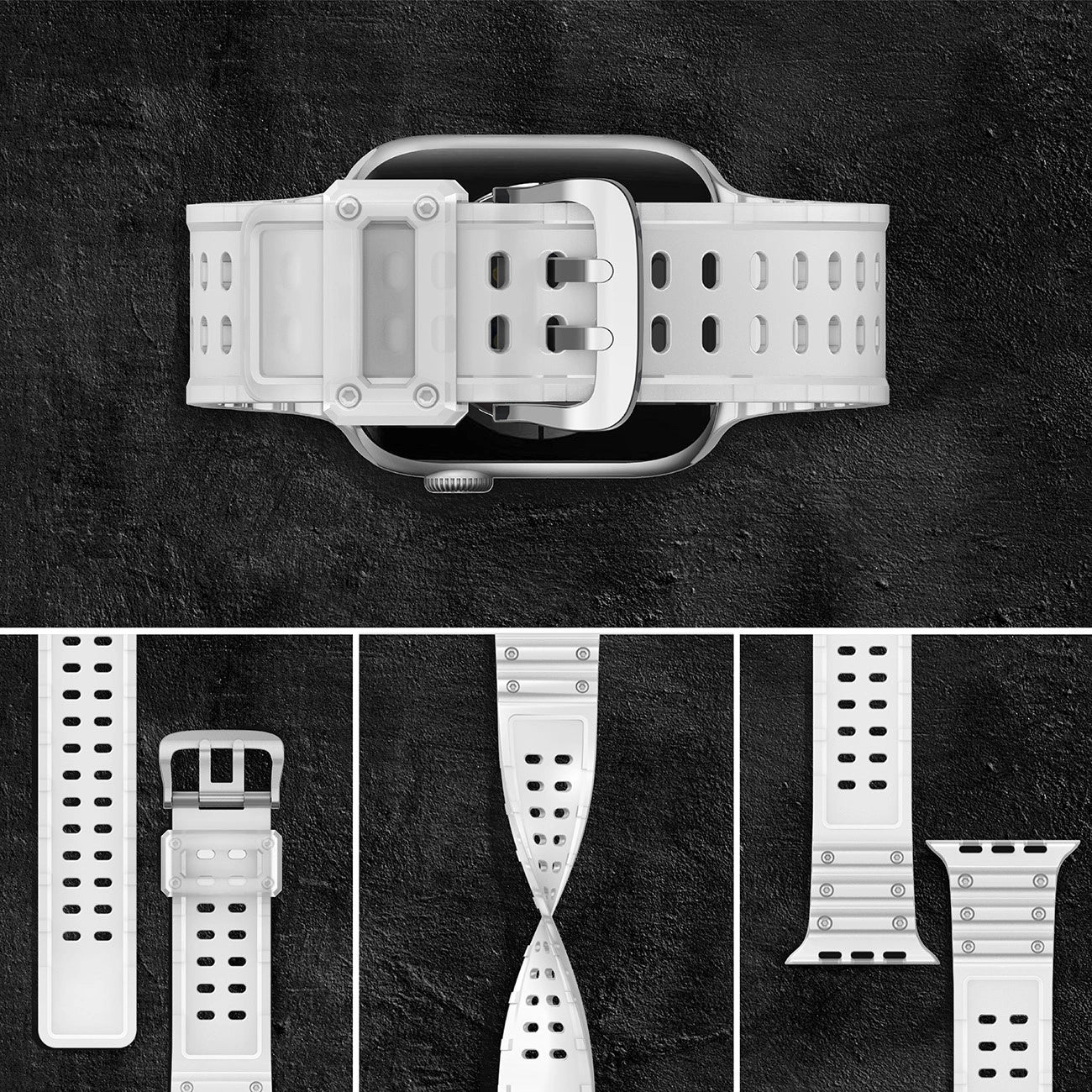Strap Triple Protection Apple Watch SE Band, 9, 8, 7, 6, 5, 4, 3, 2, 1 (41, 40, 38 mm) Band Bracelet Transparent_3