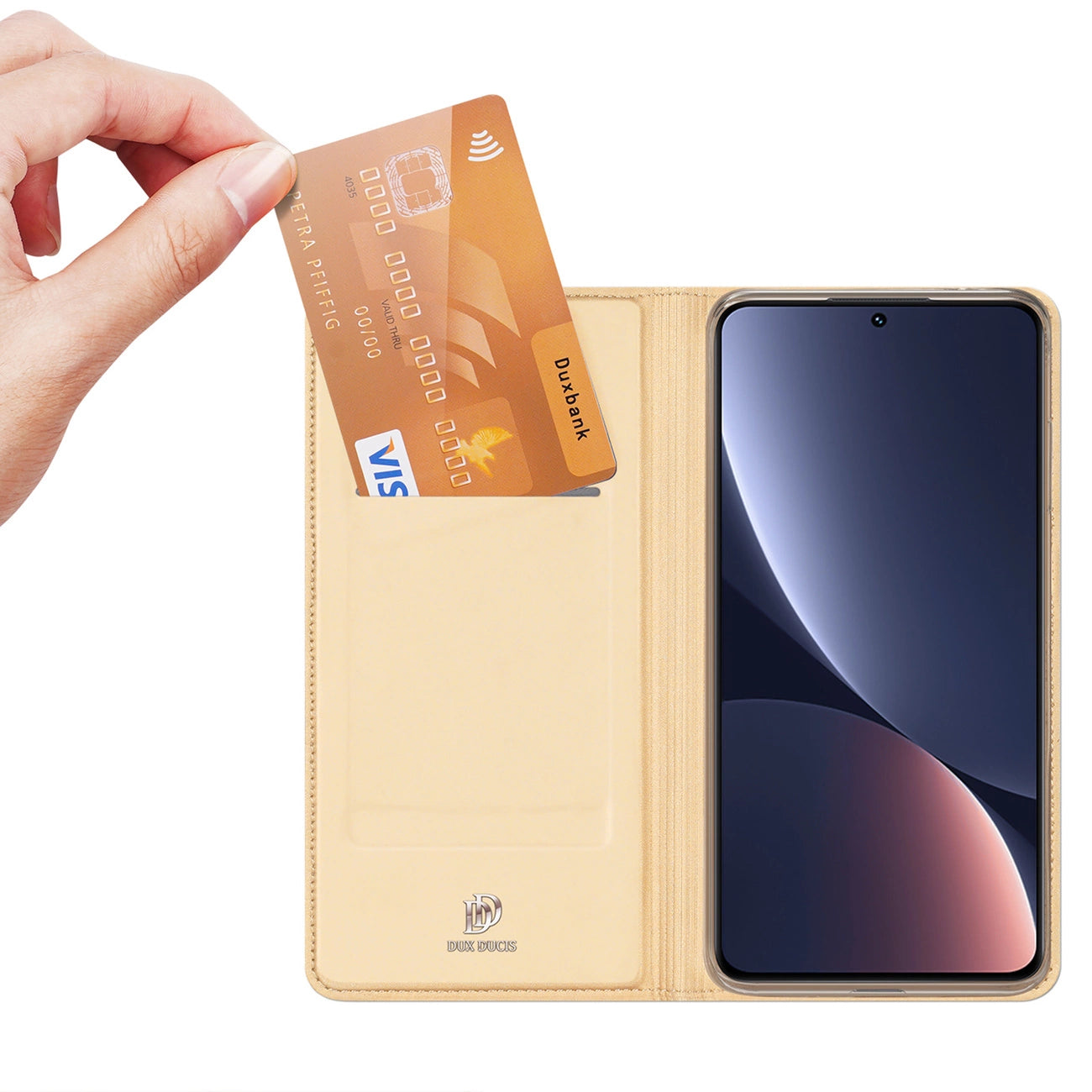 Dux Ducis Skin Pro Case Xiaomi 13 Flip Card Wallet Gold Stand_1