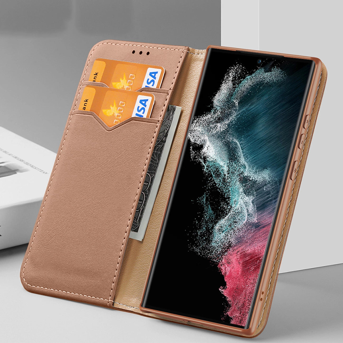 Dux Ducis Hivo case Samsung Galaxy S23+ flip cover wallet stand RFID blocking brown_13