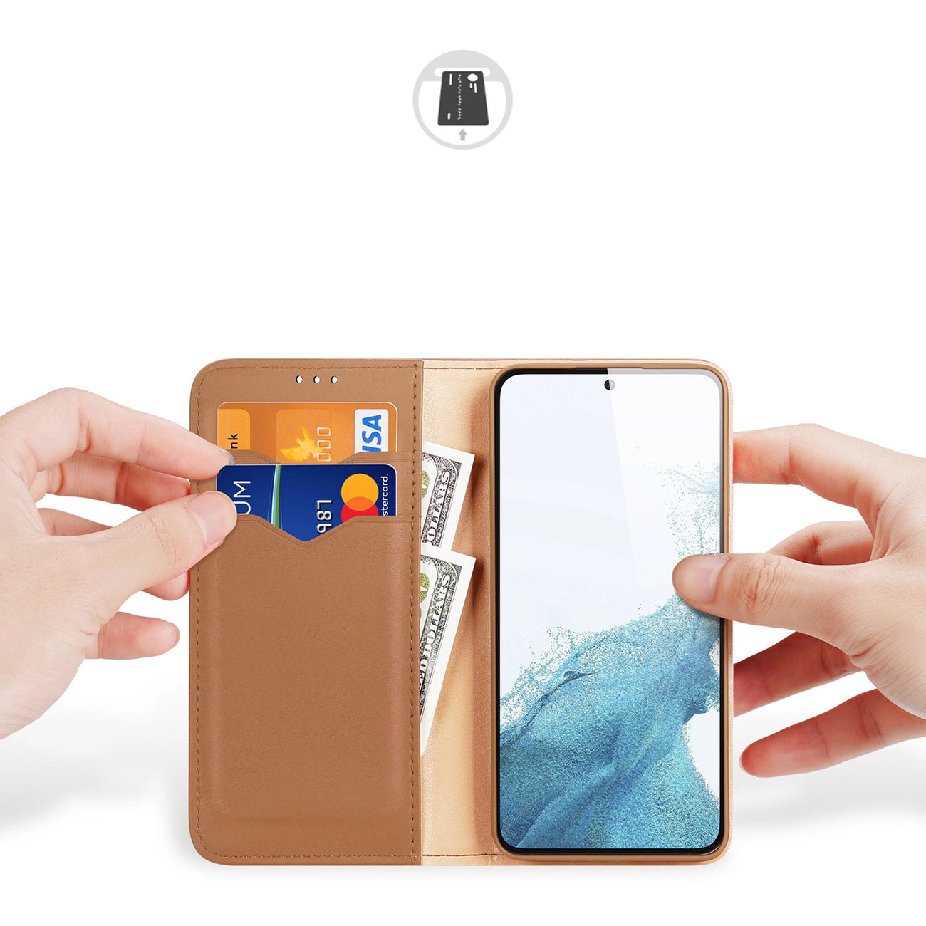 Dux Ducis Hivo case Samsung Galaxy S23+ flip cover wallet stand RFID blocking brown_1