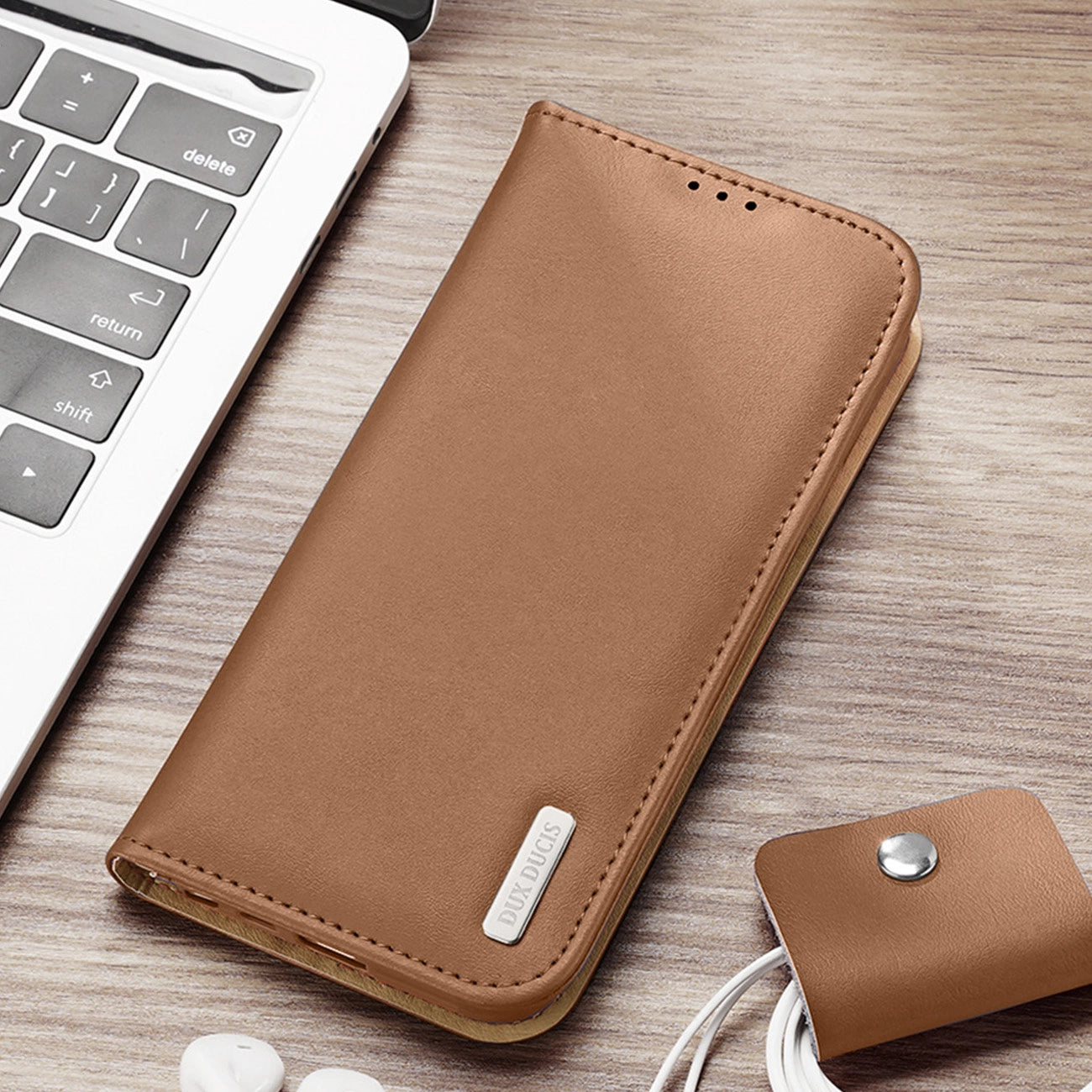 Dux Ducis Hivo case Samsung Galaxy S23+ flip cover wallet stand RFID blocking brown_26