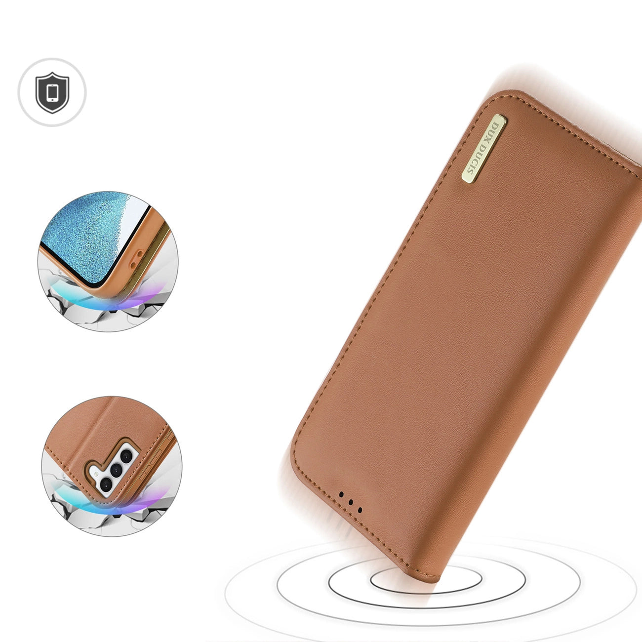 Dux Ducis Hivo case Samsung Galaxy S23+ flip cover wallet stand RFID blocking brown_3