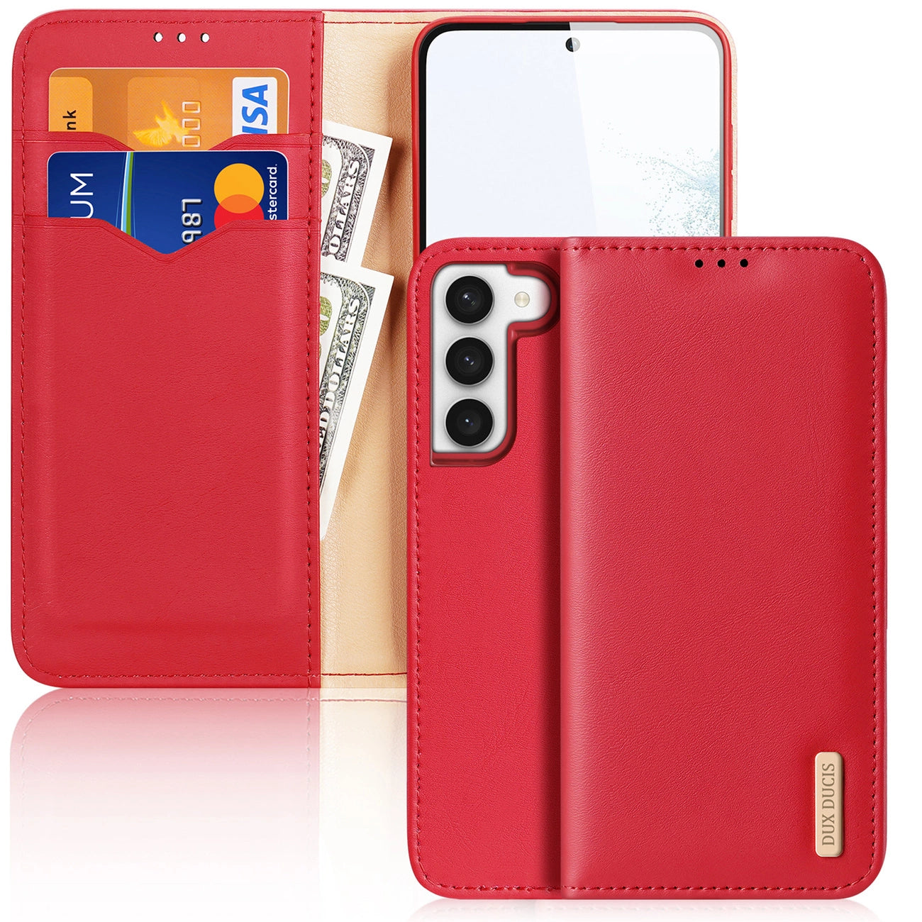 Dux Ducis Hivo case Samsung Galaxy S23+ flip cover wallet stand RFID blocking red_0