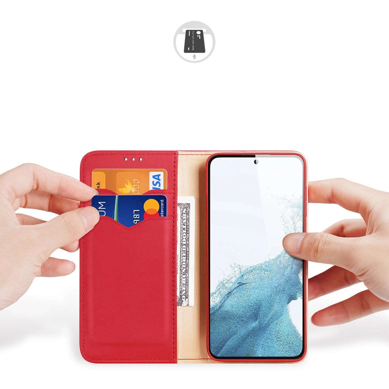 Dux Ducis Hivo case Samsung Galaxy S23+ flip cover wallet stand RFID blocking red_1