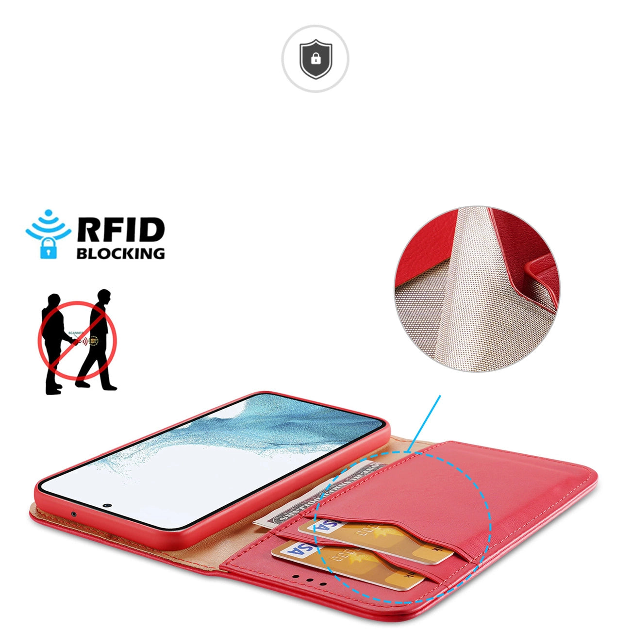 Dux Ducis Hivo case Samsung Galaxy S23+ flip cover wallet stand RFID blocking red_2