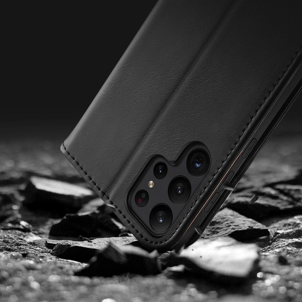 Dux Ducis Hivo Case for Samsung Galaxy S23 Ultra Flip Cover Wallet Stand RFID Blocking Brown_16