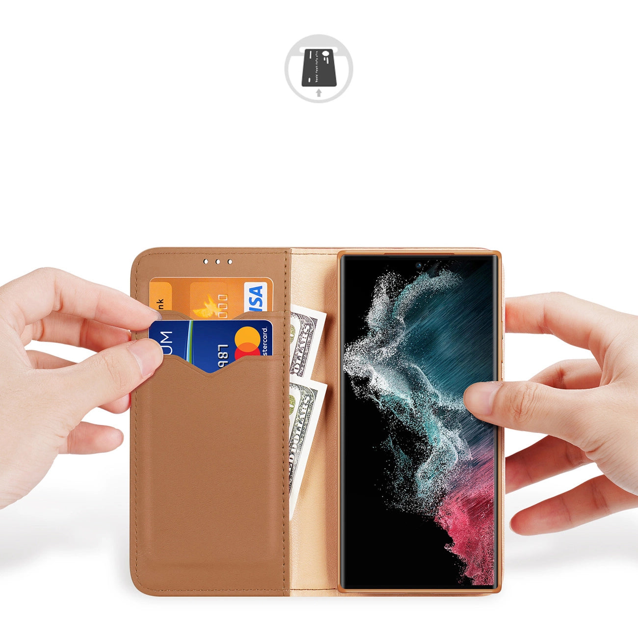 Dux Ducis Hivo Case for Samsung Galaxy S23 Ultra Flip Cover Wallet Stand RFID Blocking Brown_1