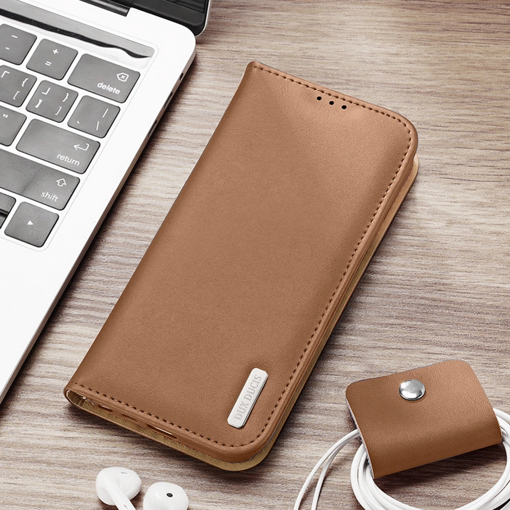 Dux Ducis Hivo Case for Samsung Galaxy S23 Ultra Flip Cover Wallet Stand RFID Blocking Brown_23