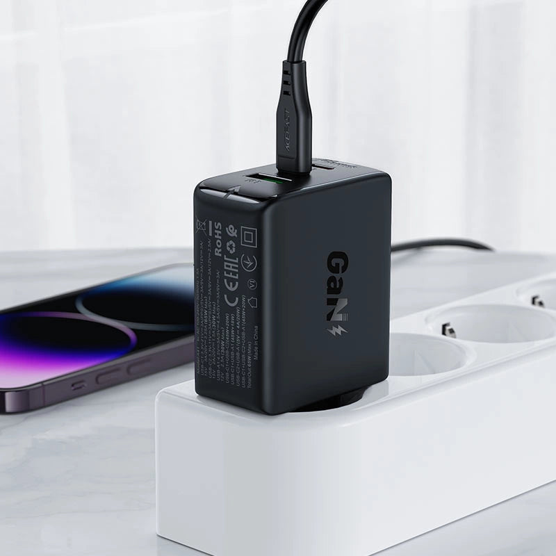 Wall charger Acefast A41 , 2x USB-C + USB, GaN 65W (white)_7