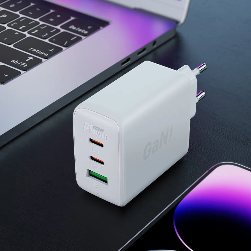 Wall charger Acefast A41 , 2x USB-C + USB, GaN 65W (white)_4