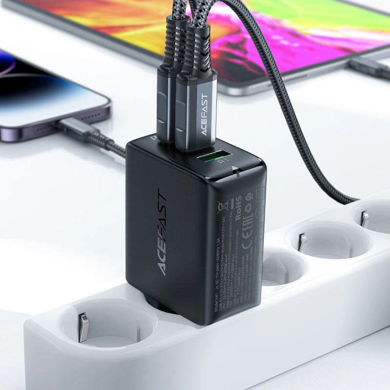 Wall charger Acefast A41 , 2x USB-C + USB, GaN 65W (white)_8