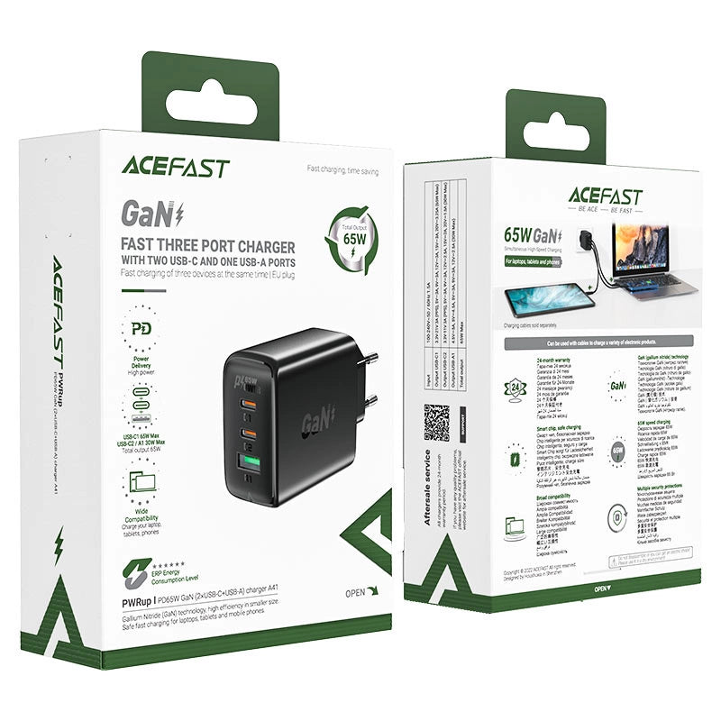 Wall charger Acefast A41 , 2x USB-C + USB, GaN 65W (white)_10