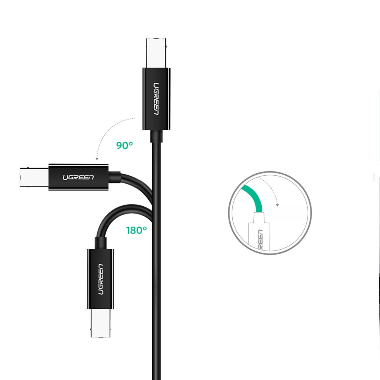 Ugreen printer cable USB-C - USB-B 480Mb/s 2m black (US241)_5