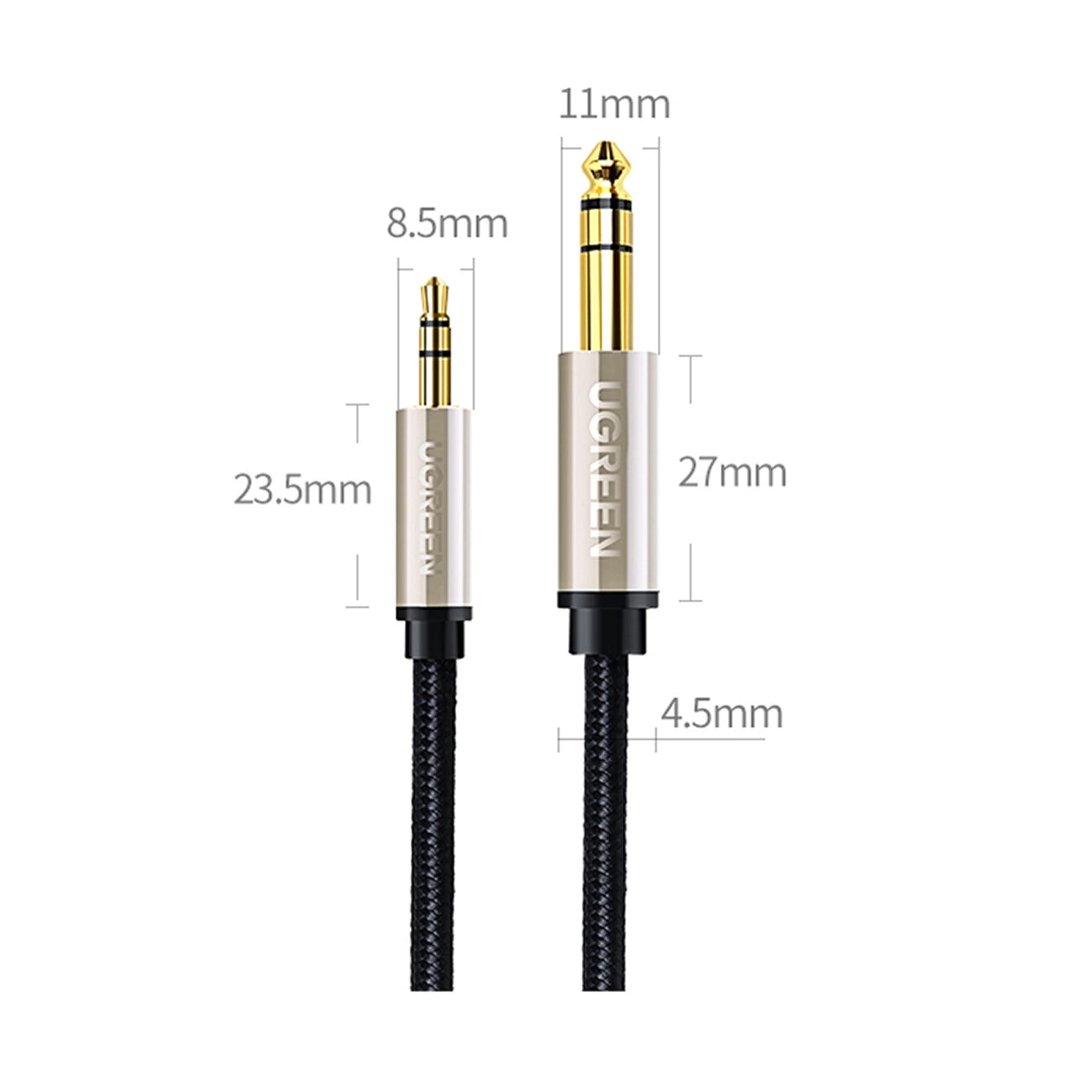 Ugreen AV127 10628 audio TRS cable mini jack 3.5mm / jack 6.35mm 2m - gray_11