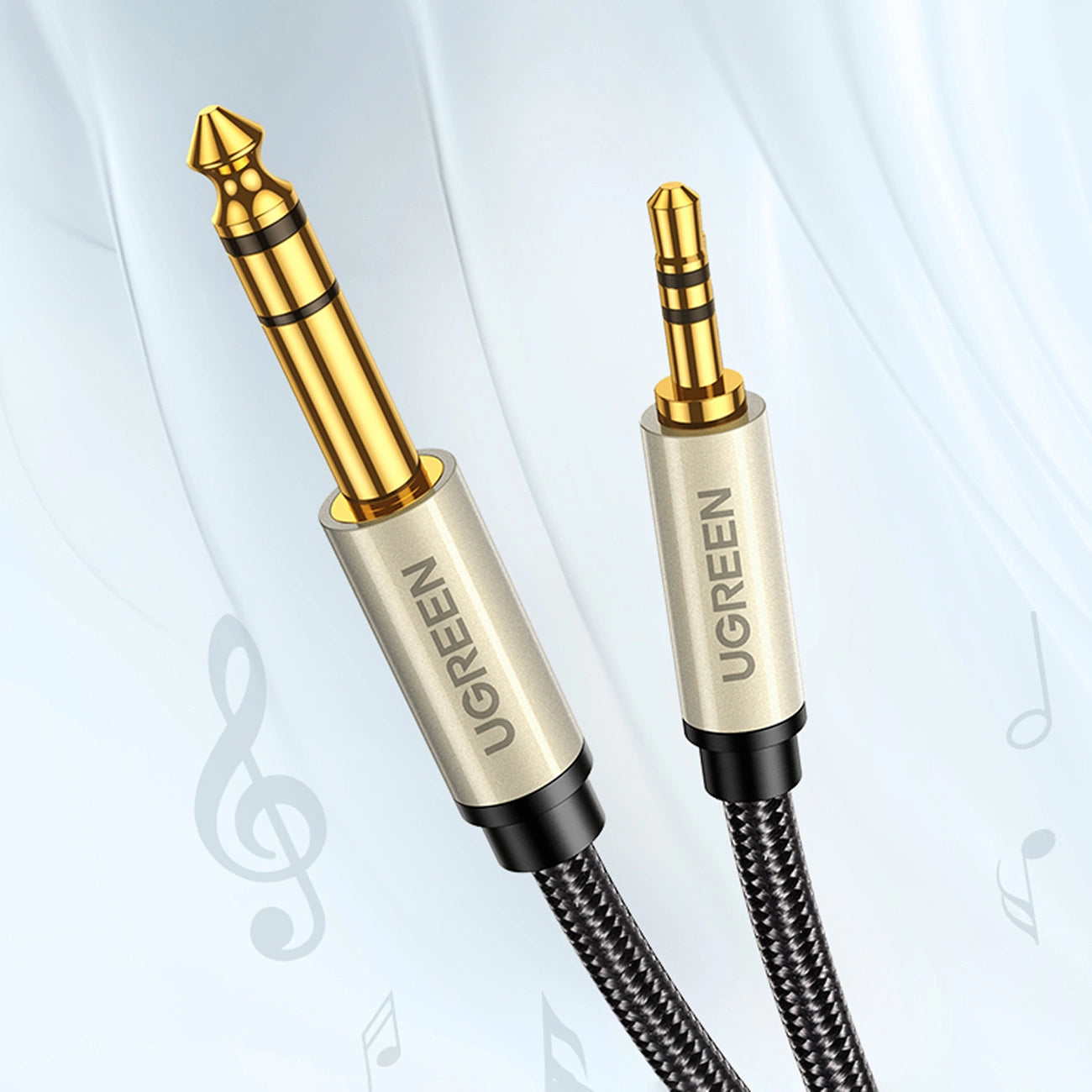 Ugreen AV127 10628 audio TRS cable mini jack 3.5mm / jack 6.35mm 2m - gray_1
