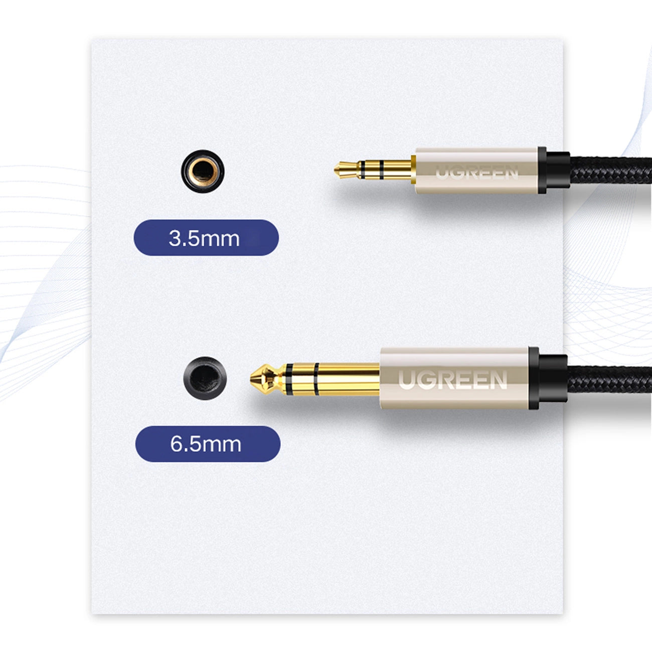 Ugreen AV127 10628 audio TRS cable mini jack 3.5mm / jack 6.35mm 2m - gray_7